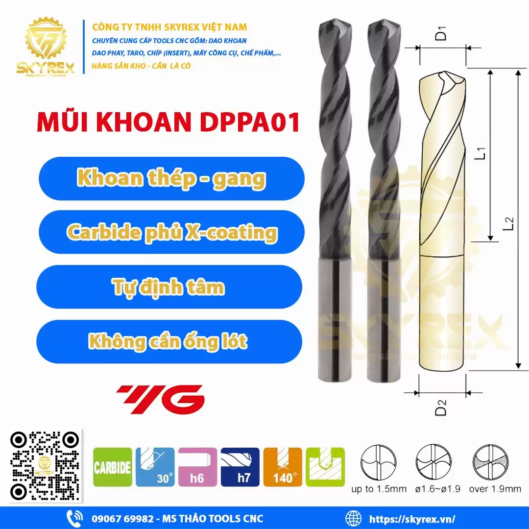Mũi khoan DPPA01 Pang Pang Drill X-Coating – Khoan thép, gang, hợp kim – Skyrex